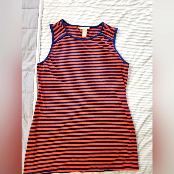 Banana Republic Striped Sleeveless Top - Orange and Navy Blue Size M - Picture 1 of 5